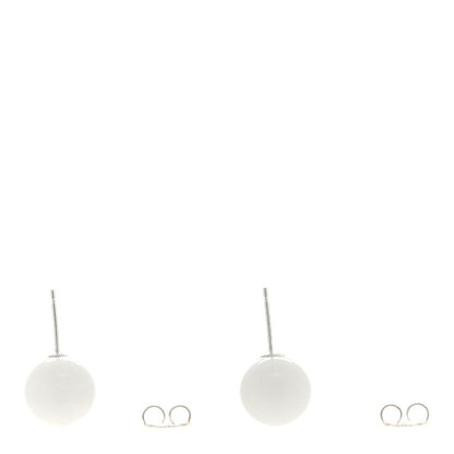 Tiffany 14K White Gold 10mm Dolomite Ball Earrings 4 of 4