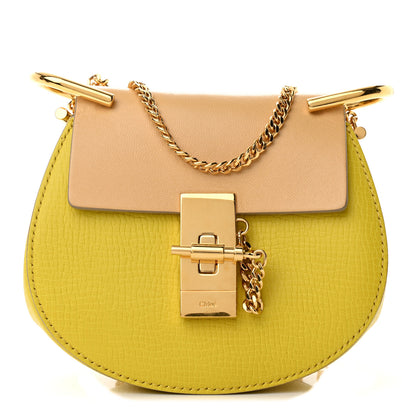 Chloe Grained Calfskin Lambskin Mini Bi-Color Drew Shoulder Bag Yellow Beige 1 of 12