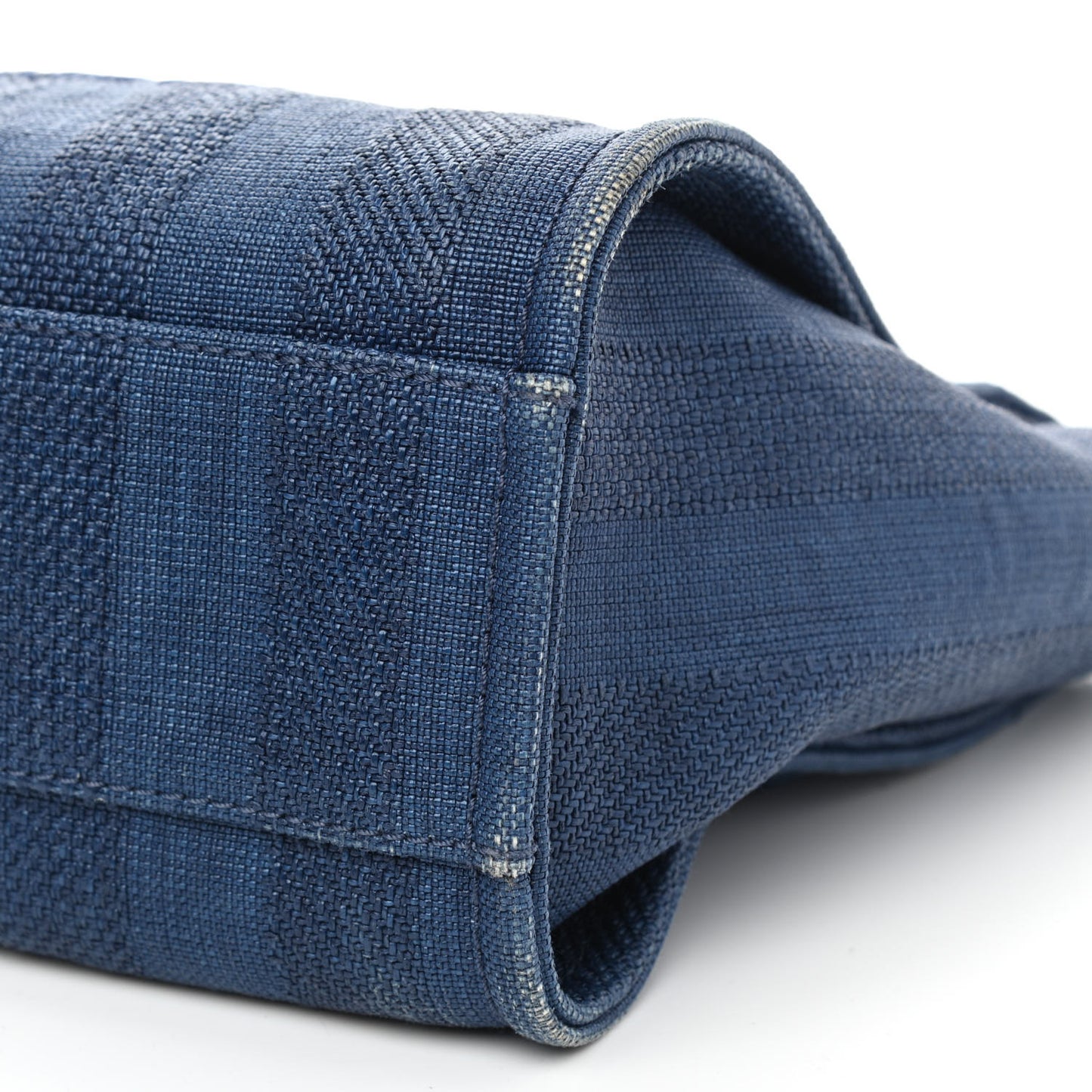 Mixed Fibers Striped Small Deauville Tote Navy Blue