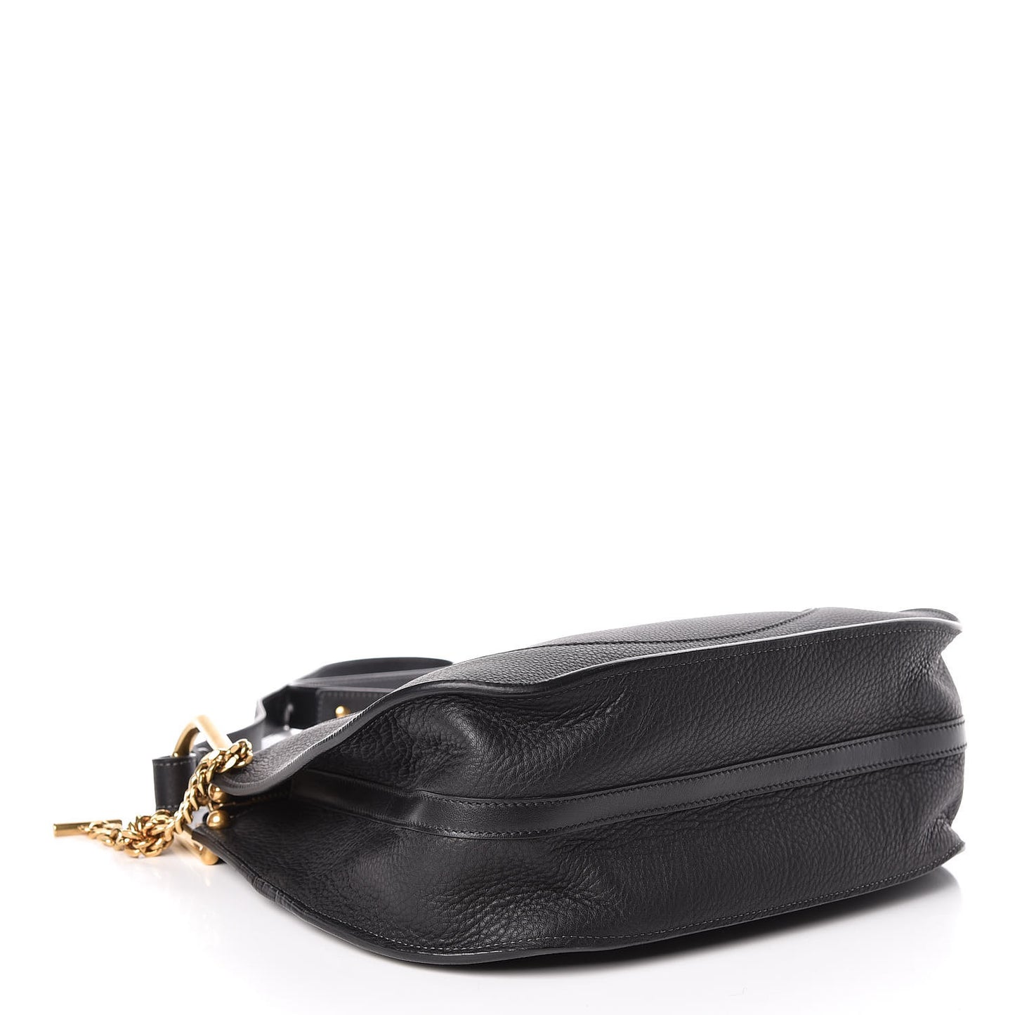 Grained Calfskin Small Hayley Hobo Black