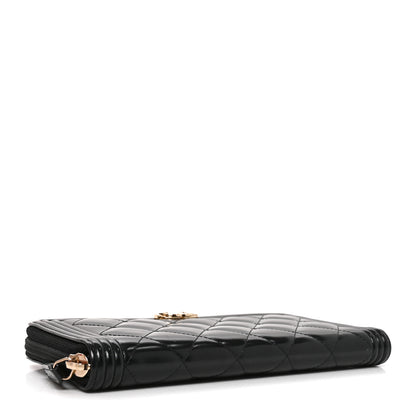 Chanel Glazed Calfskin Boy Zip Around Wallet Black 4 of 7