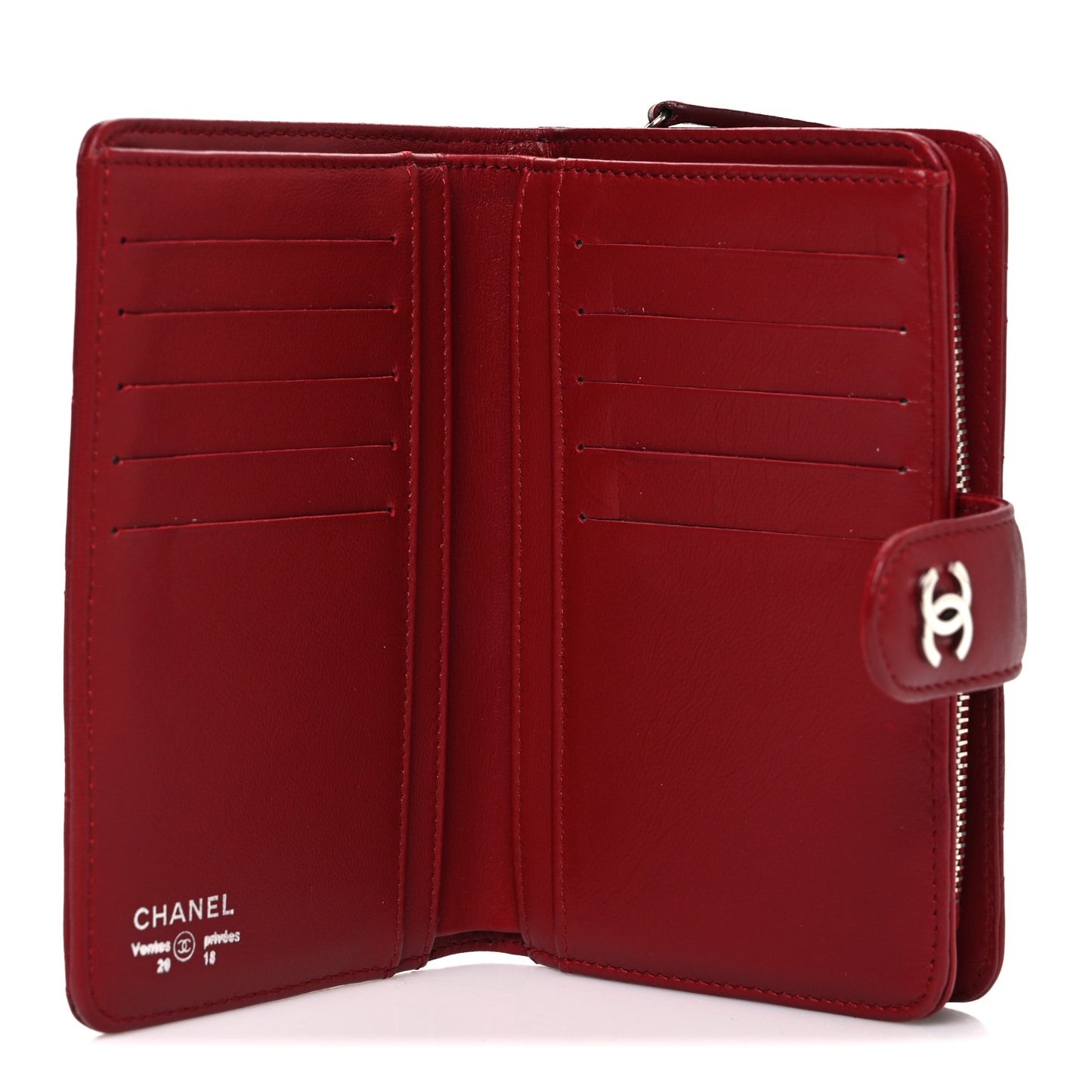 Lambskin Quilted CC French Wallet Red