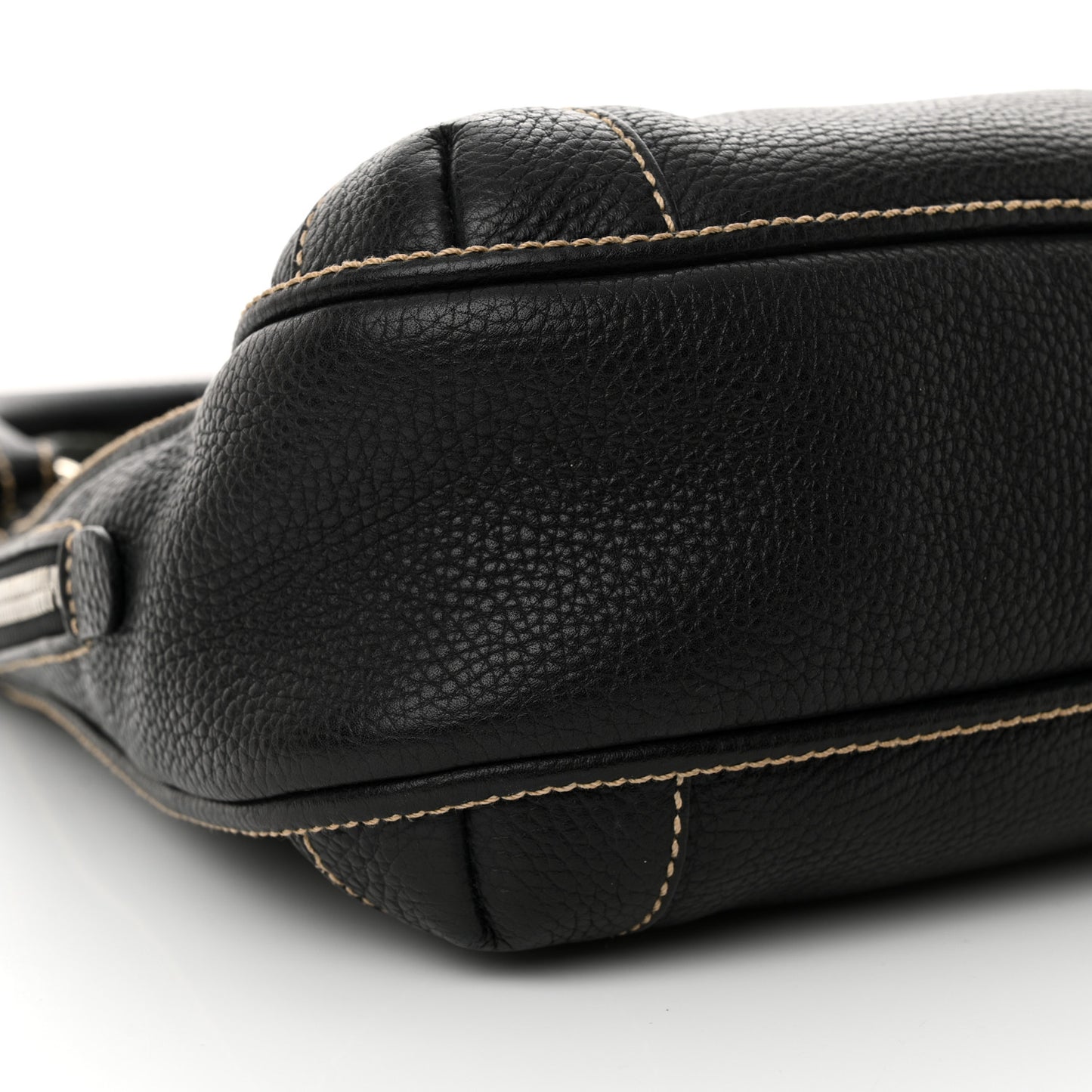 Grained Calfskin Tassel Hobo Black