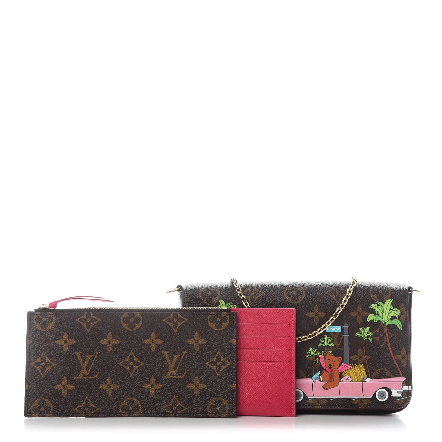 Monogram 2021 Christmas Animation Hollywood Pochette Felicie Chain Wallet Fuchsia