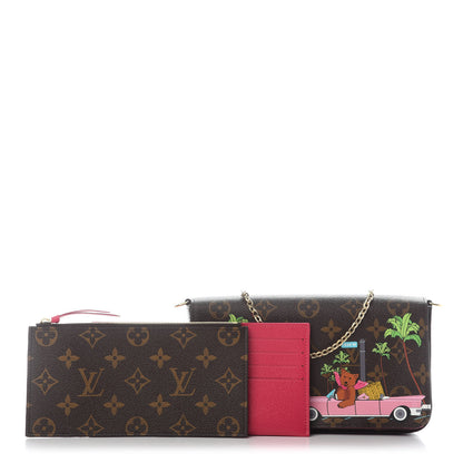Louis Vuitton Monogram 2021 Christmas Animation Hollywood Pochette Felicie Chain Wallet Fuchsia 3 of 9