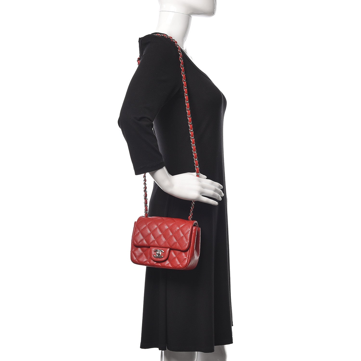 Chanel Caviar Quilted Mini Square Flap Red 2 of 10