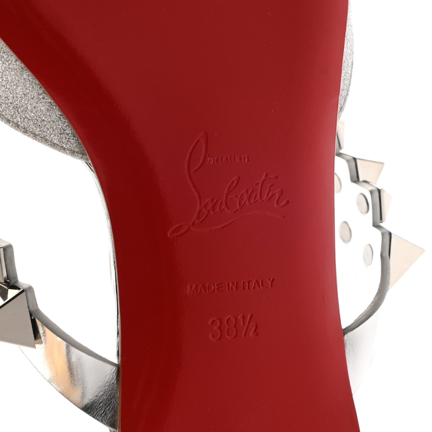 Christian Louboutin Mini Glitter Planet Choc Flat Mules 38.5 Silver 7 of 7