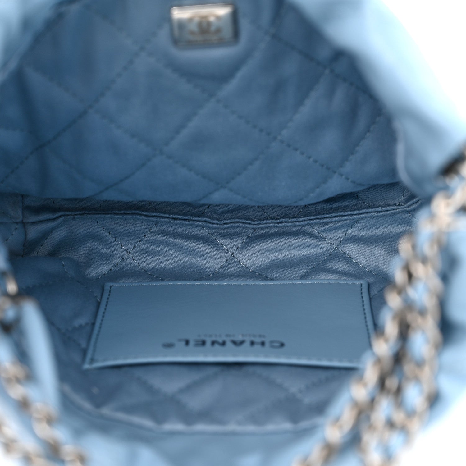 Chanel Shiny Calfskin Quilted Mini Chanel 22 Light Blue 5 of 10