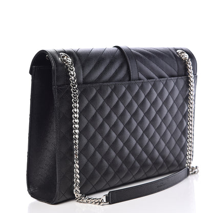 Saint Laurent Grain De Poudre Large Tri-Quilt Monogram Satchel Black 3 of 10