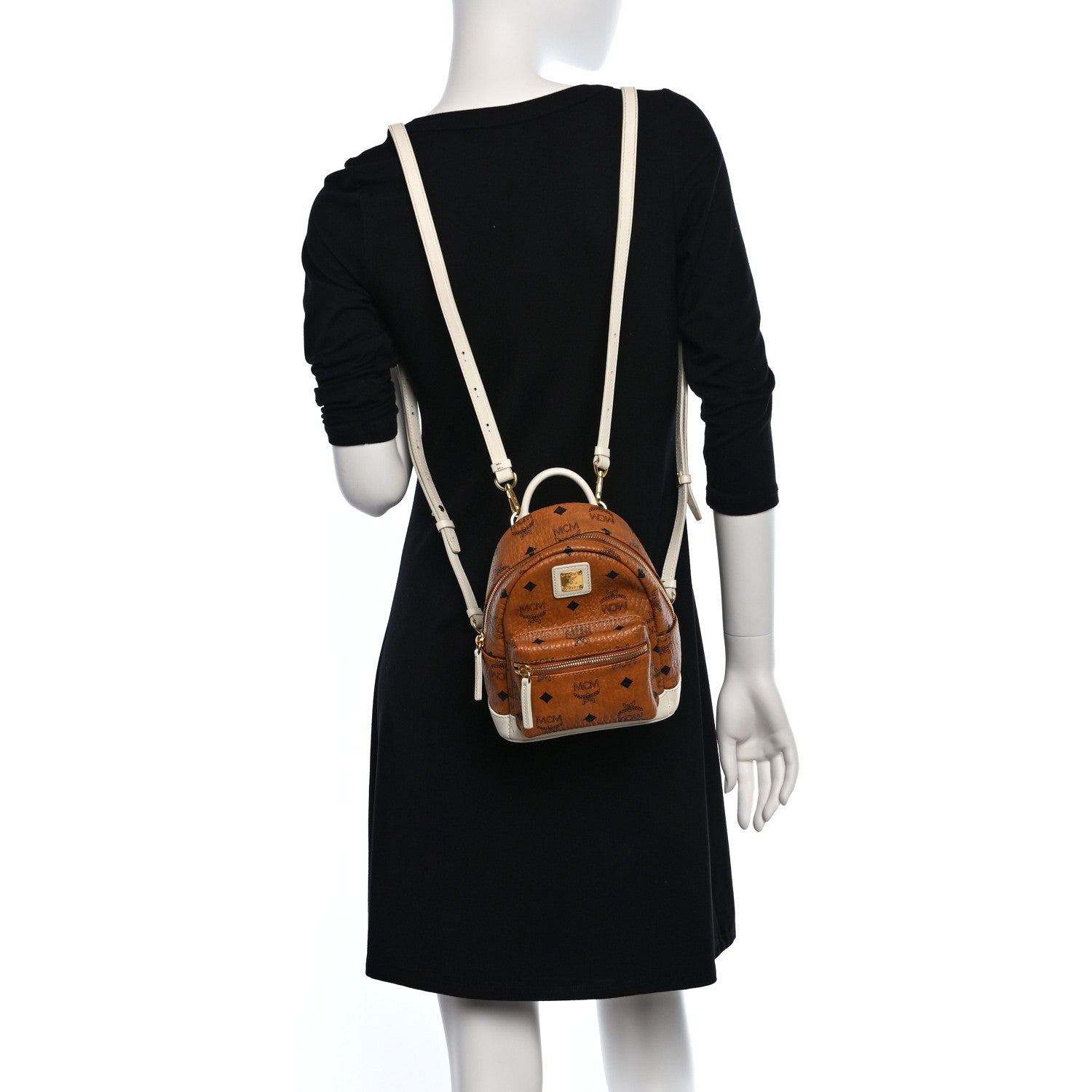 MCM Visetos X-Mini Stark Backpack Cognac White 2 of 11