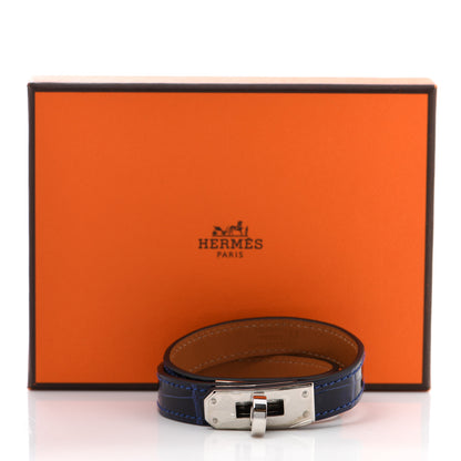 Hermes Shiny Alligator Kelly Double Tour Bracelet S Bleu Electrique 6 of 6