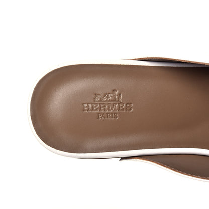 Hermes Smooth Calfskin Calya Mules 38 White 7 of 8