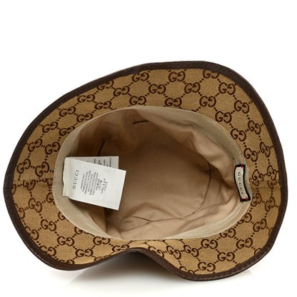 Gucci Monogram Textured Dollar Calfskin GG Jago Bucket Hat M Cacao Beige 6 of 7