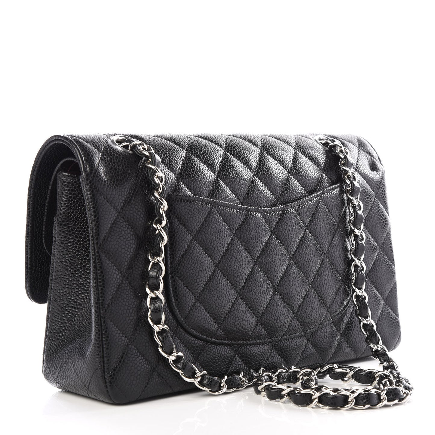 Caviar Quilted Medium Double Flap Black