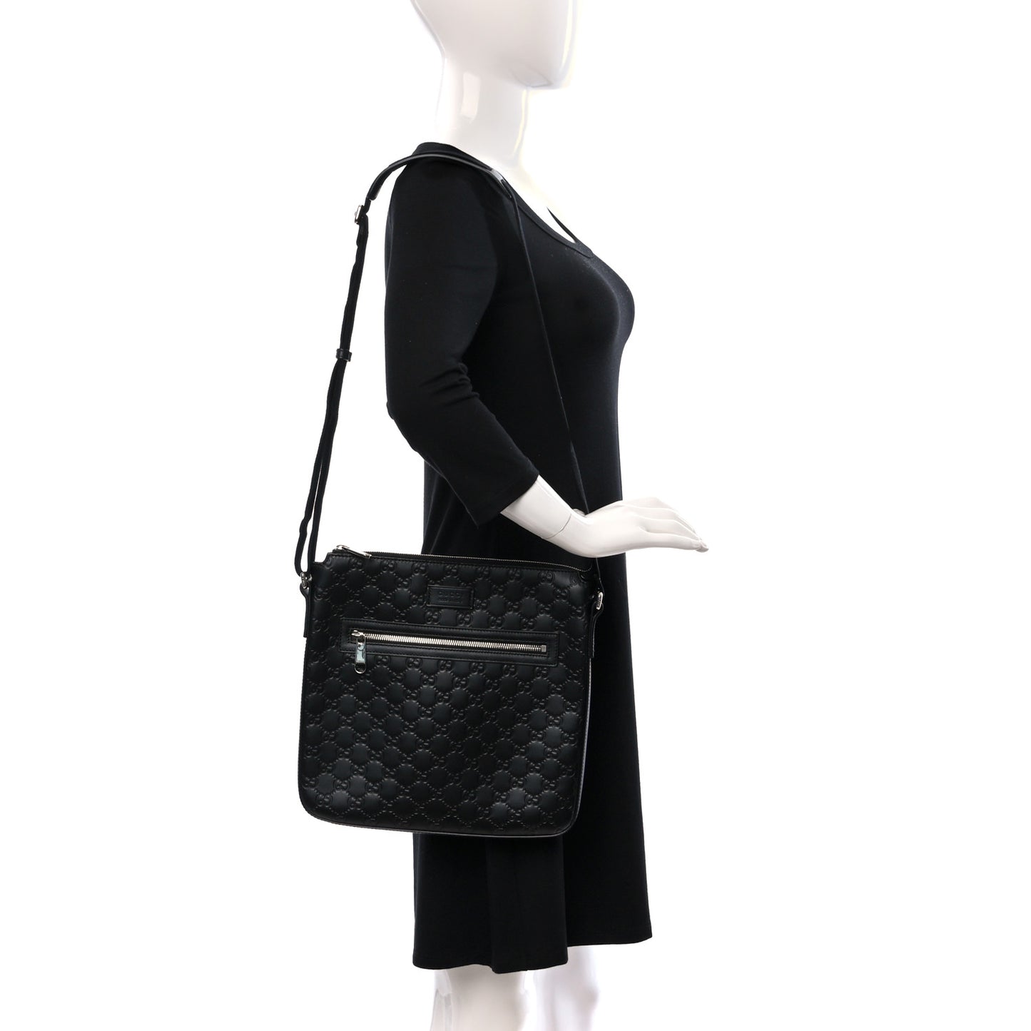 Guccissima Signature Medium Flat Messenger Bag Black