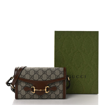 Gucci GG Supreme Monogram Mini Horsebit 1955 Shoulder Bag Beige Brown Sugar 9 of 9