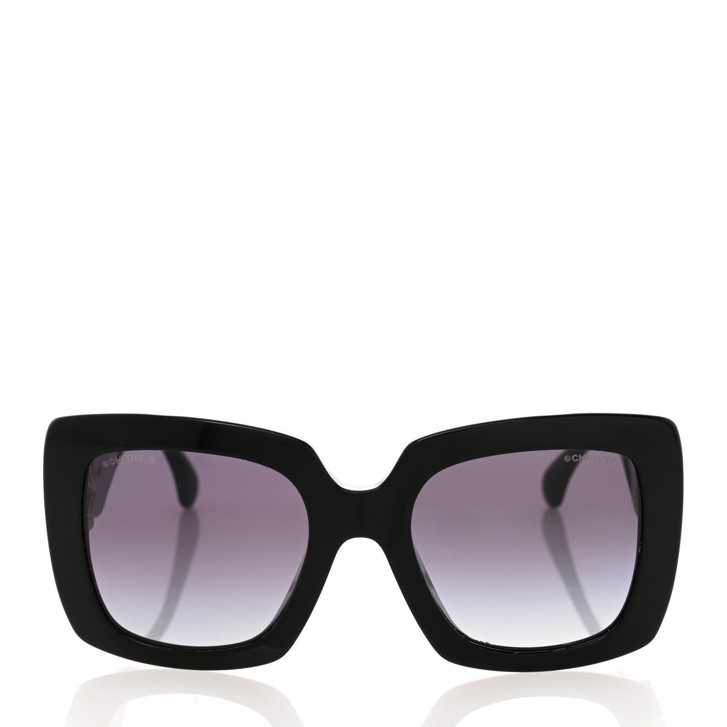 Acetate Calfskin Square Sunglasses 5474-Q-A Black White