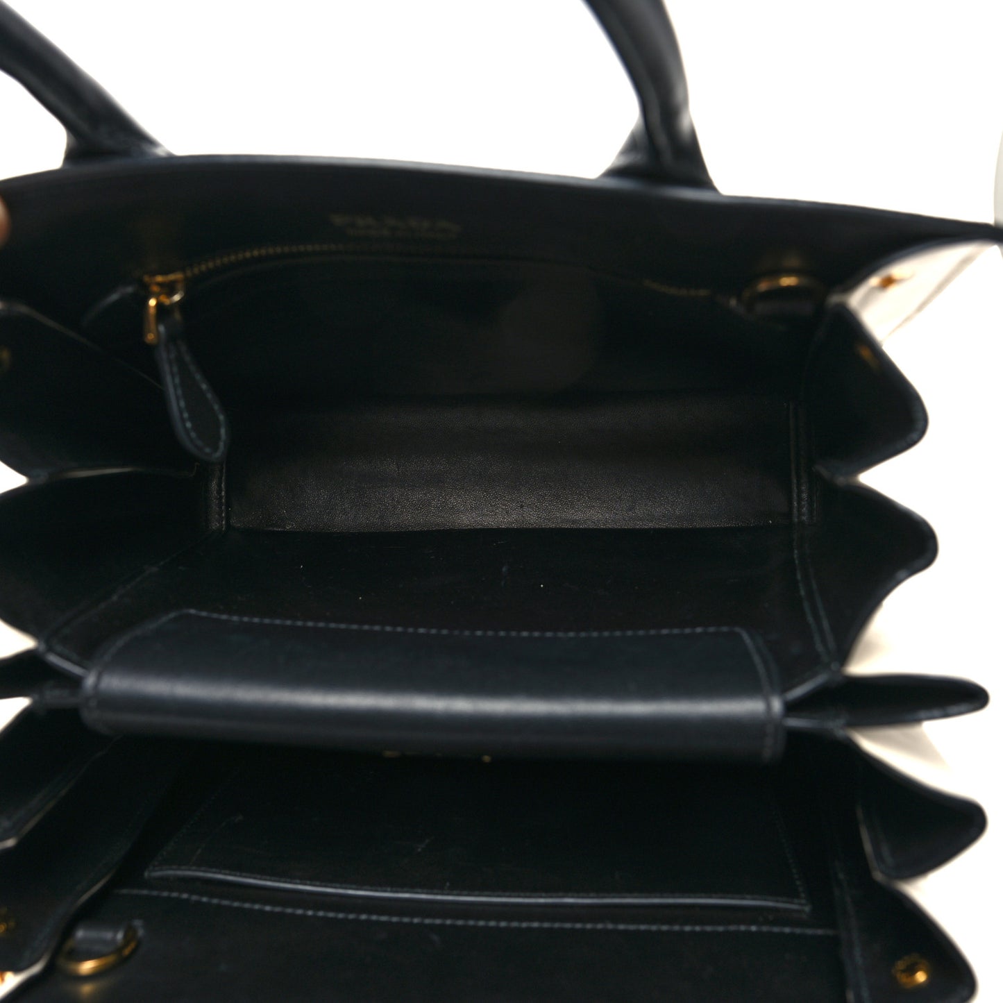 Saffiano City Calfskin Small Bibliothèque Top Handle Black White