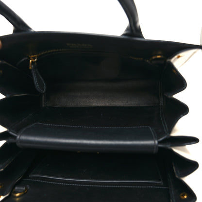 Prada Saffiano City Calfskin Small Bibliothèque Top Handle Black White 6 of 12