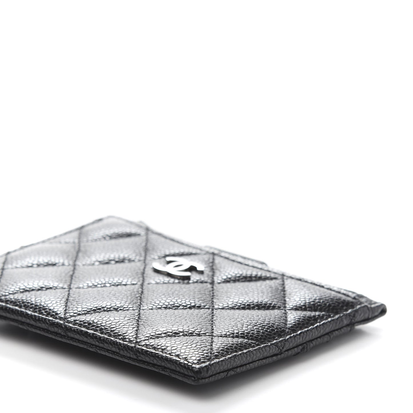 Caviar Quilted CC Zip Card Holder Black