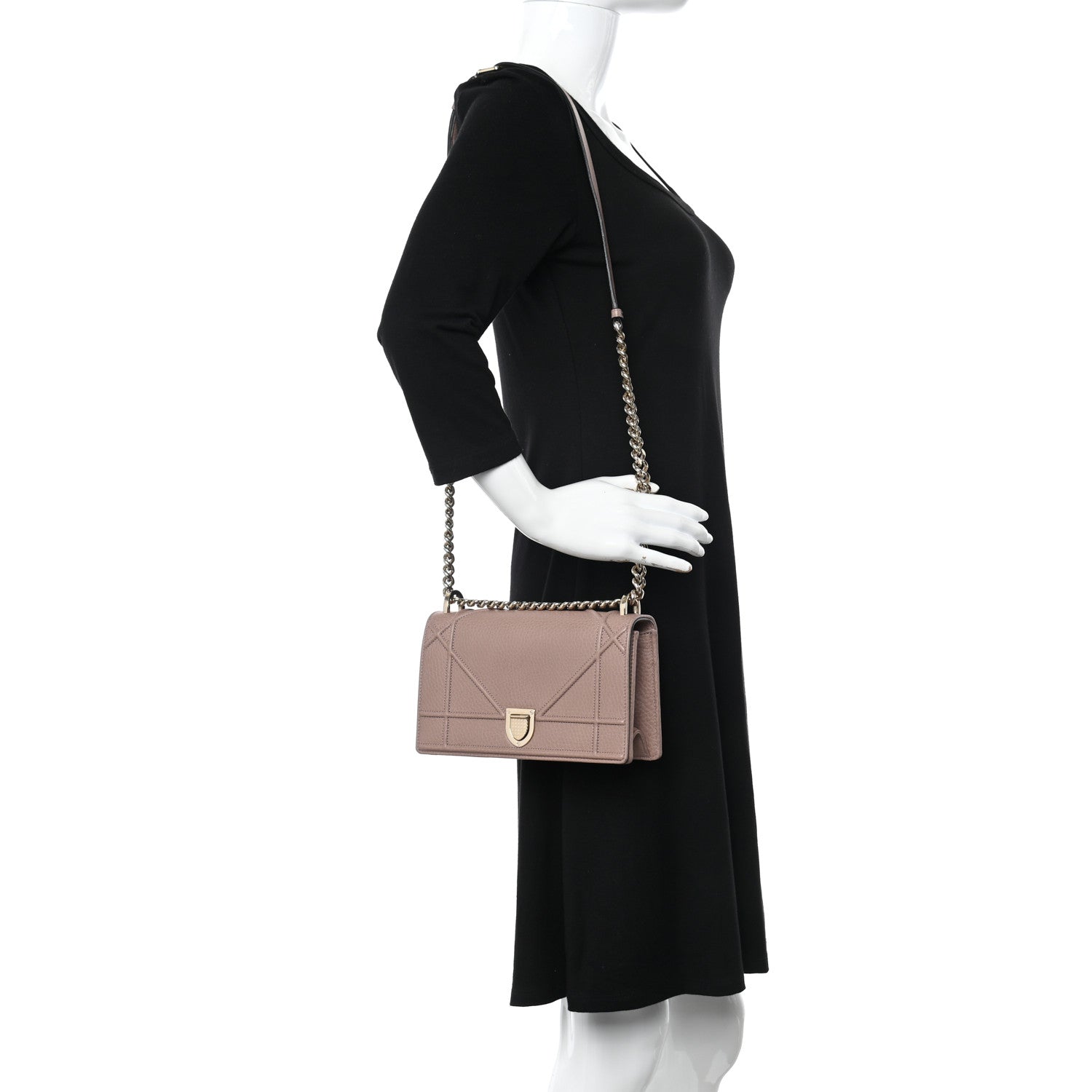 Christian Dior Grained Calfskin Small Diorama Flap Bag Taupe 2 of 13