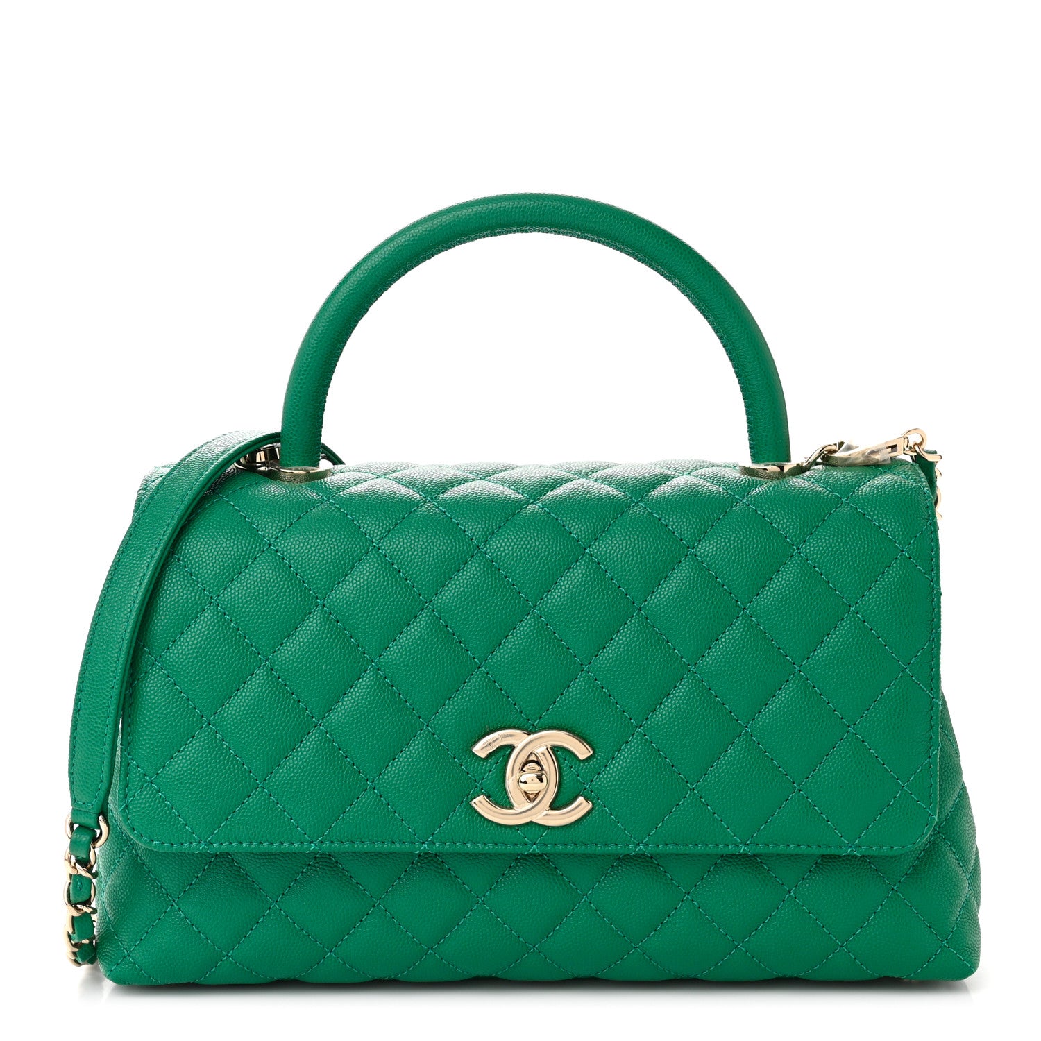 Chanel Caviar Quilted Small Coco Handle Flap Green 1 of 12