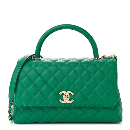 Chanel Caviar Quilted Small Coco Handle Flap Green 1 of 12