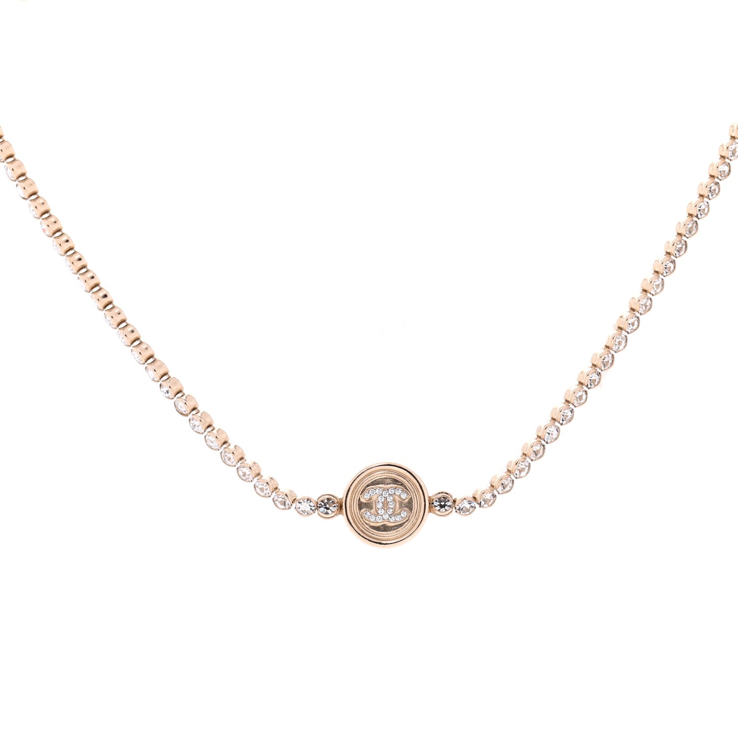 Crystal CC Chain Short Necklace Gold