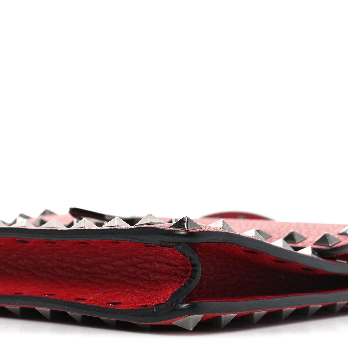 Pebbled Calfskin Medium Rockstud Flip Lock Crossbody Bag Red