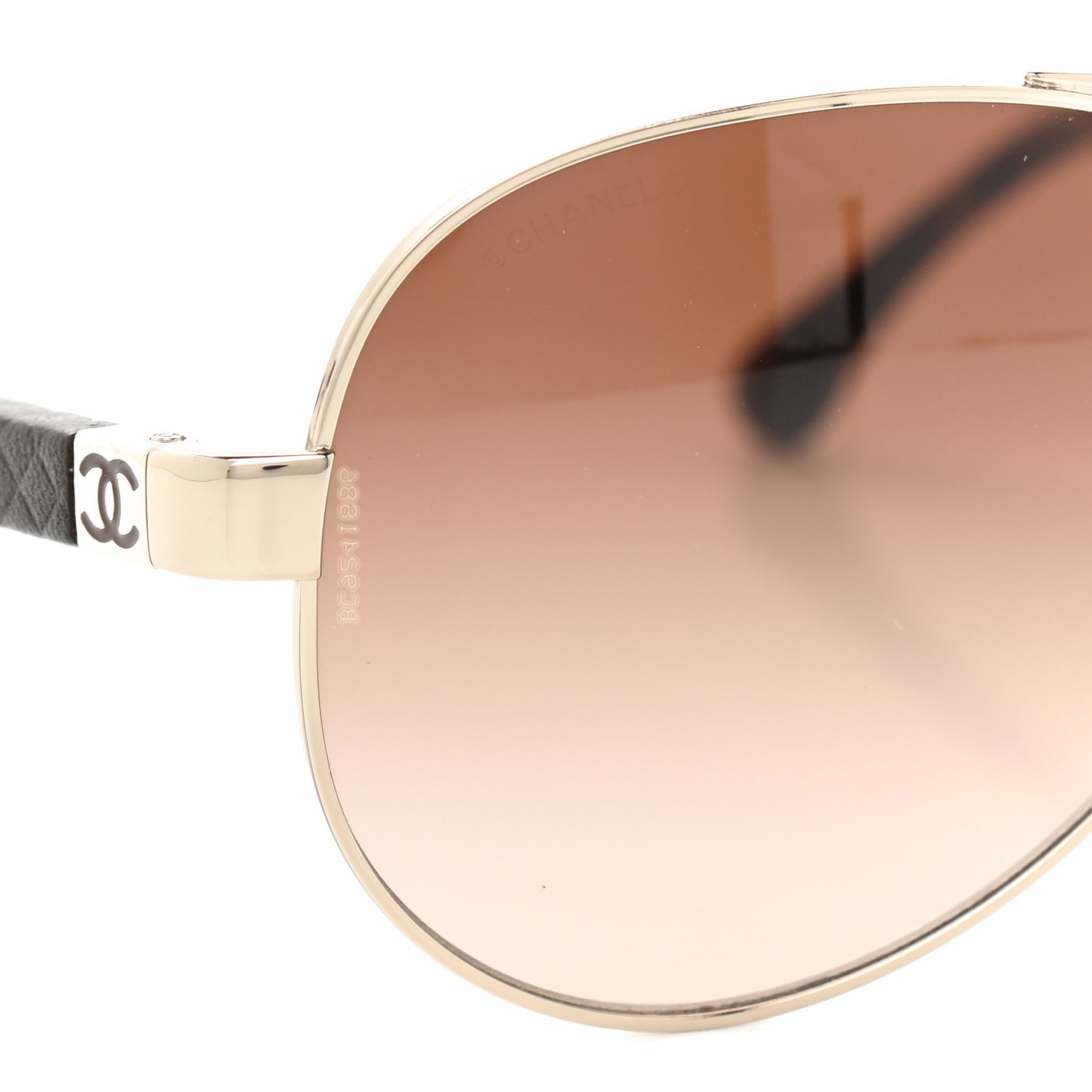 Lambskin Quilted CC Aviator Sunglasses 4195-Q Brown Gold