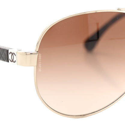 Chanel Lambskin Quilted CC Aviator Sunglasses 4195-Q Brown Gold 7 of 7