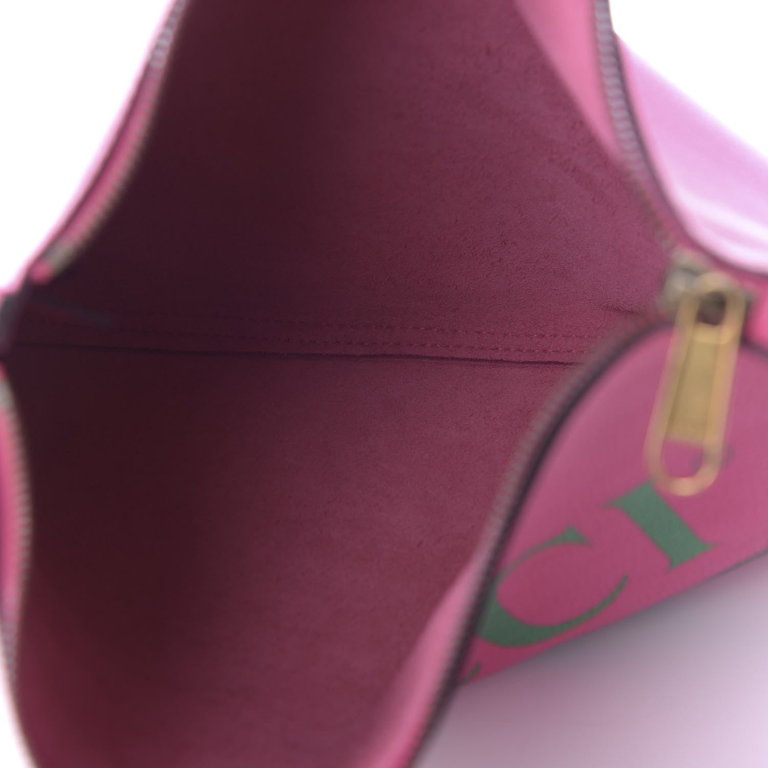 Gucci Pebbled Calfskin Medium Logo Portfolio Clutch Box Pink Green 5 of 11