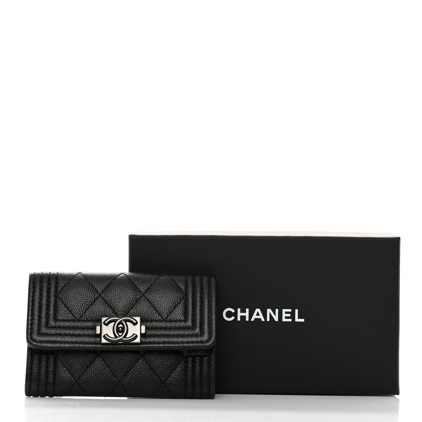 Caviar Quilted Boy Flap Card Holder So Black