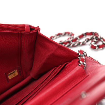 Chanel Caviar Quilted Wallet on Chain WOC Red 6 of 16