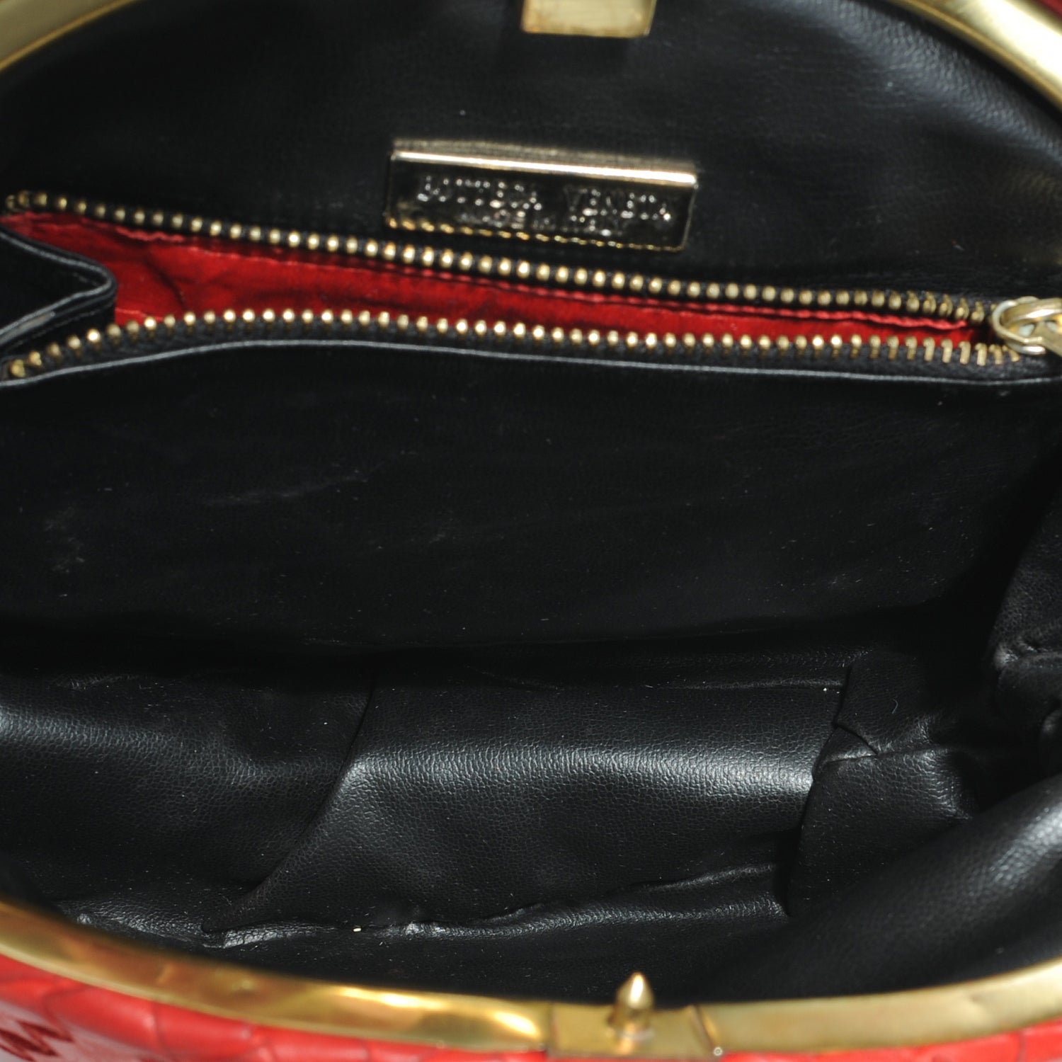 Bottega Veneta Vintage Nappa Intrecciato Shoulder Bag Red 5 of 6