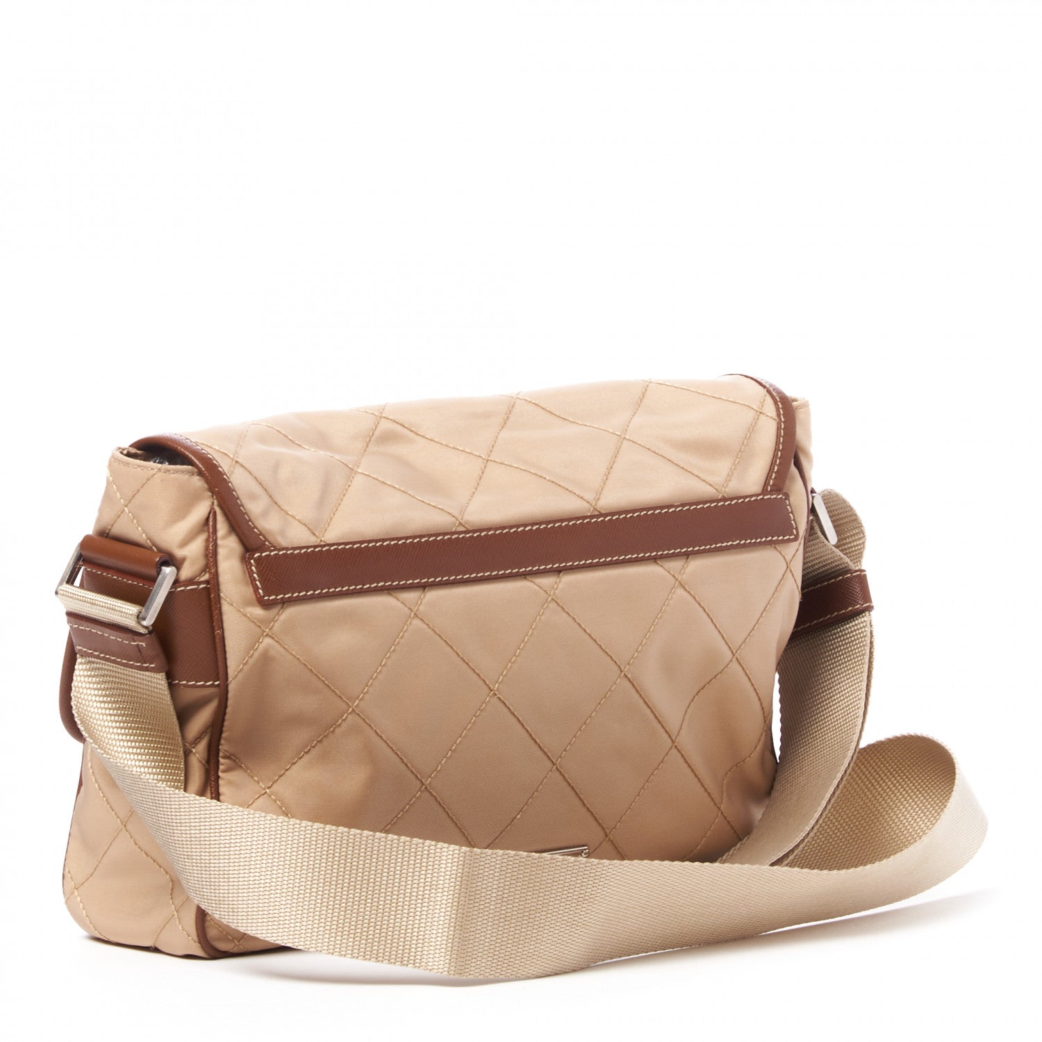 Prada Tessuto Nylon Saffiano Impunturato Messenger Cammello Brown 2 of 9