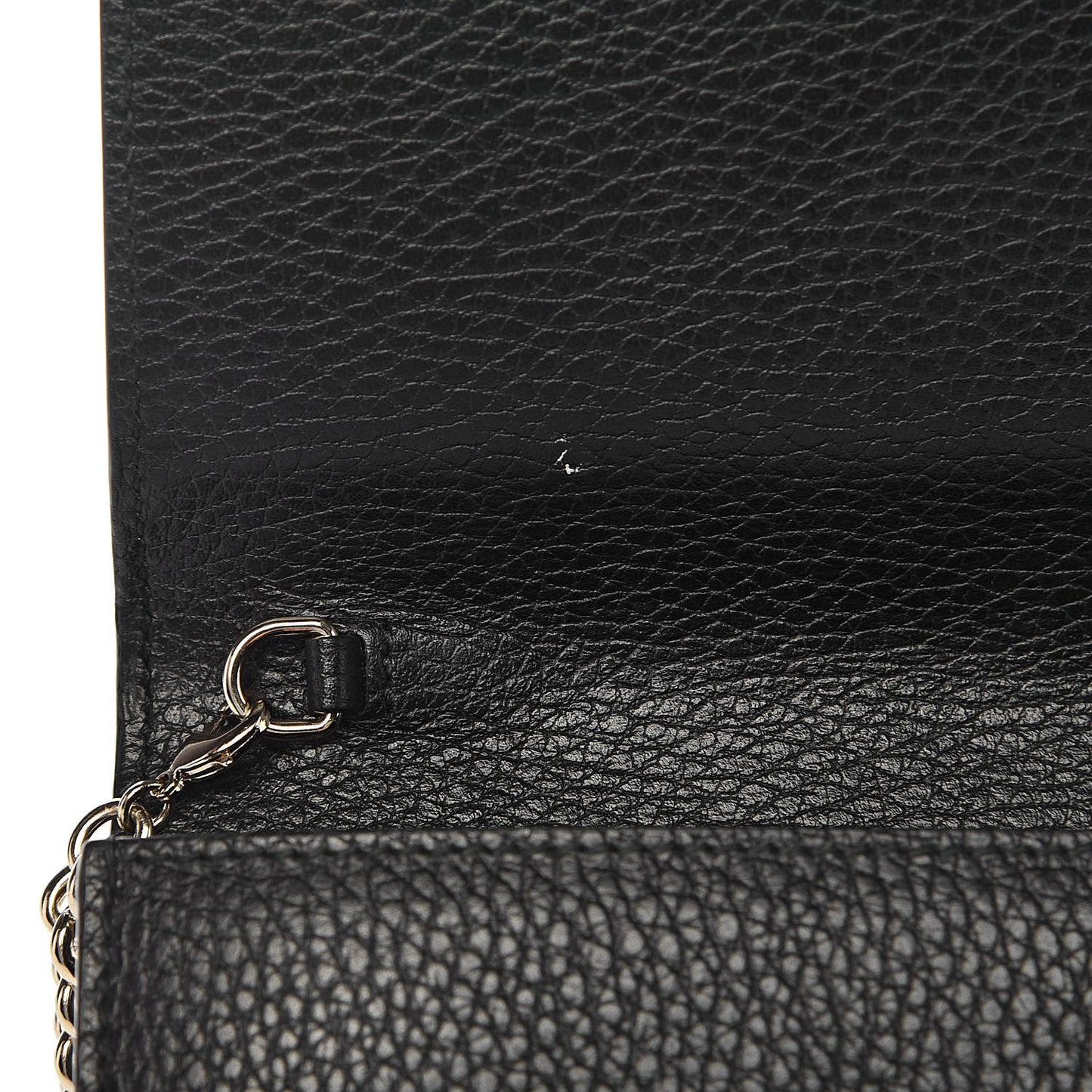 Dollar Calfskin Medium Betty Chain Wallet Black