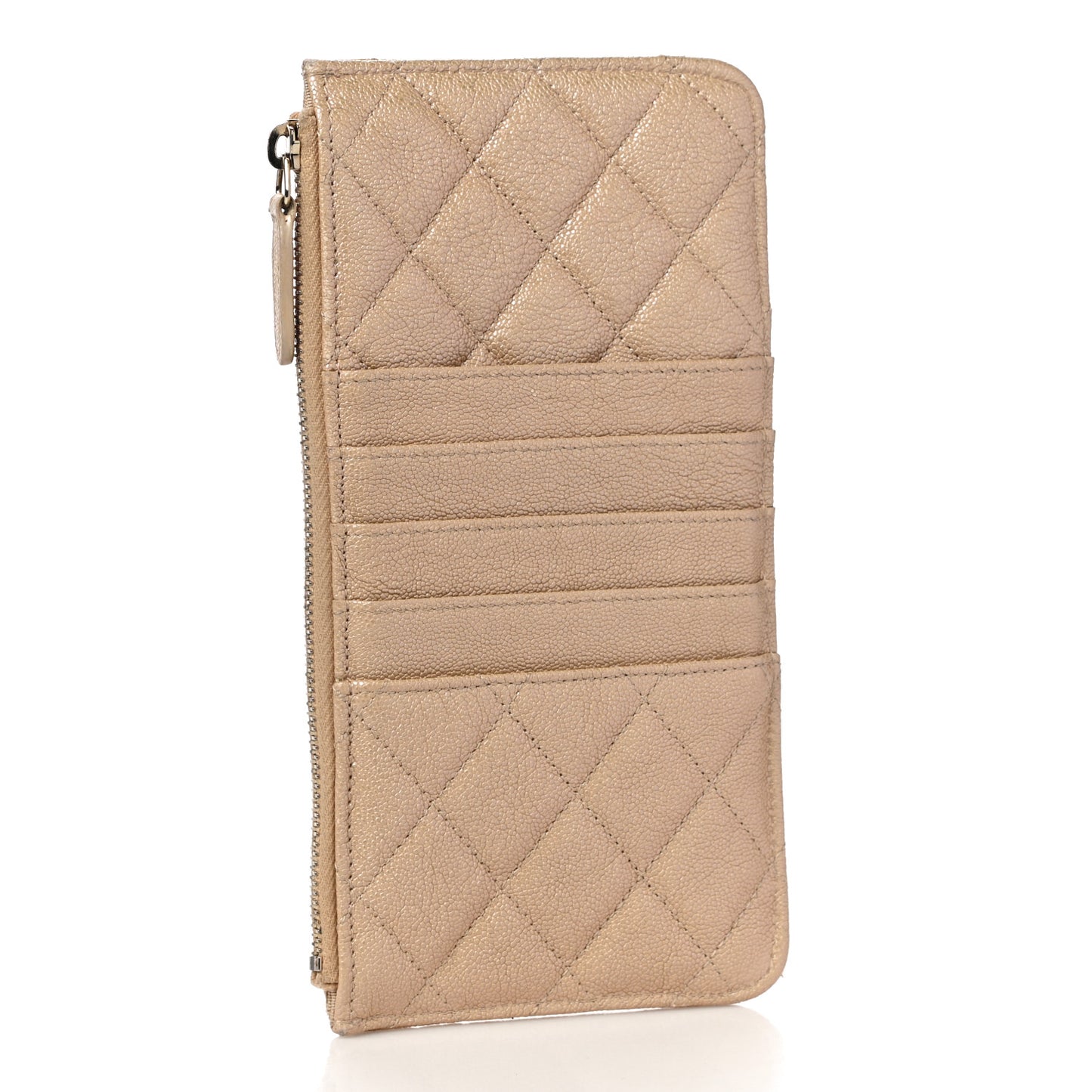 Iridescent Caviar Quilted Classic iPhone Pouch Dark Beige