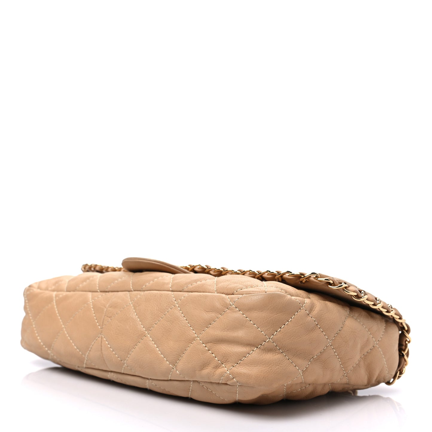 Calfskin Quilted Medium Chain Me Flap Light Beige