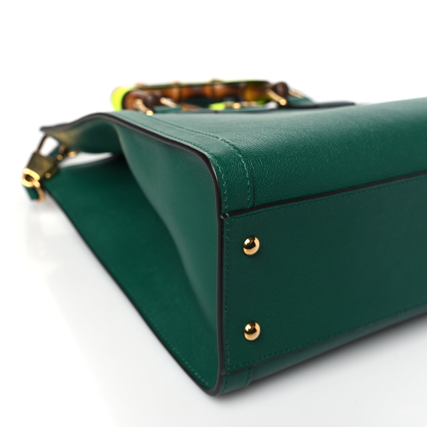 Wonka Grain Calfskin Small Diana Tote Bag Green Yellow Fluo