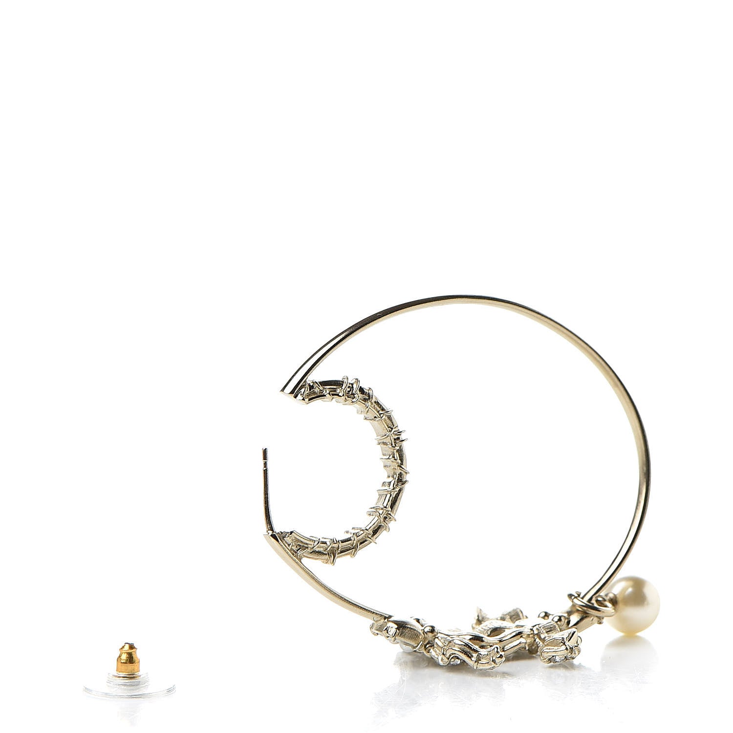 Chanel Crystal CC Camellia Express CC Drop Hoop Earrings Gold 3 of 5