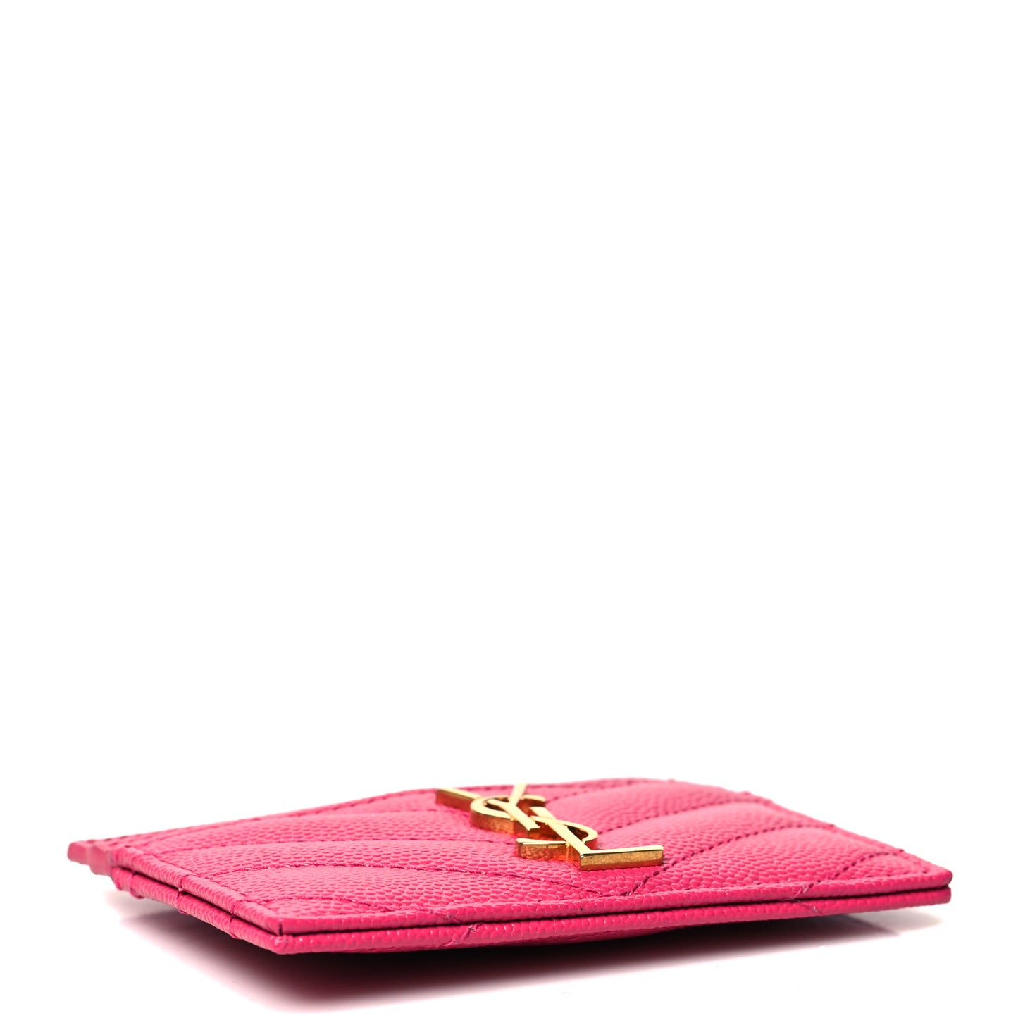 Grain De Poudre Matelasse Chevron Monogram Credit Card Case Fresh Fuxia