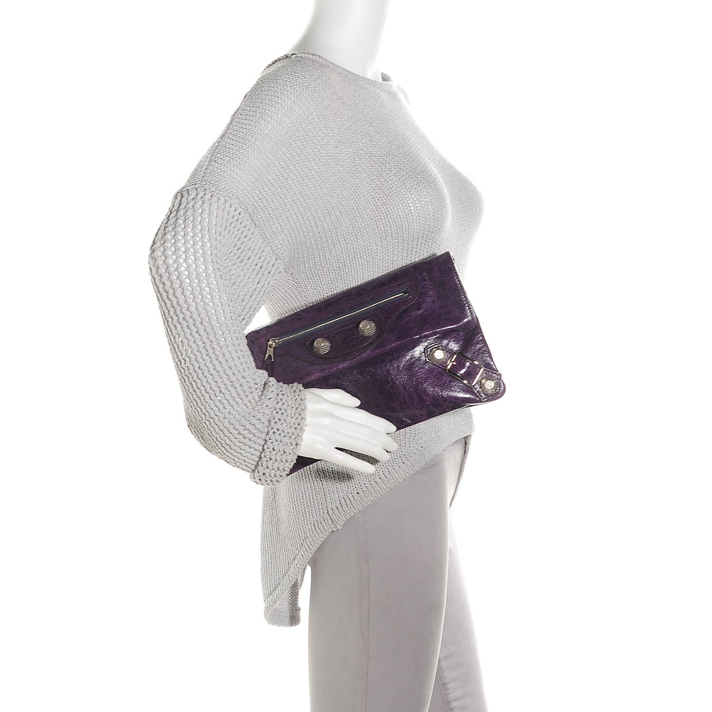 Chevre Giant 21 Silver Hardware Envelope Clutch Violet