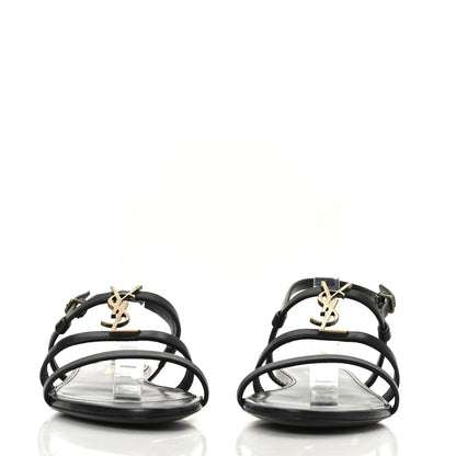 Saint Laurent Calfskin Cassandra Monogram Sandals 38 Black 2 of 8