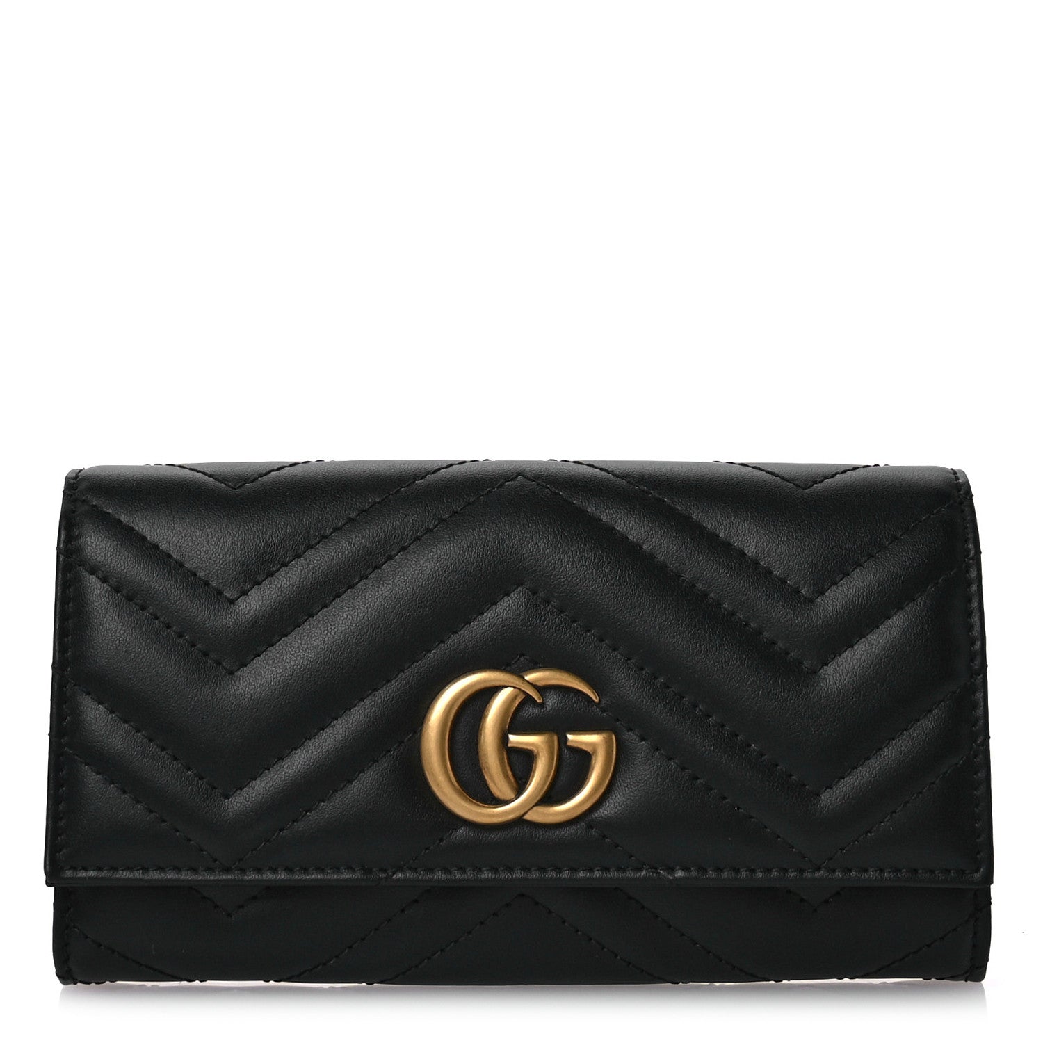 Gucci Calfskin Matelasse GG Marmont Continental Wallet Black 1 of 7