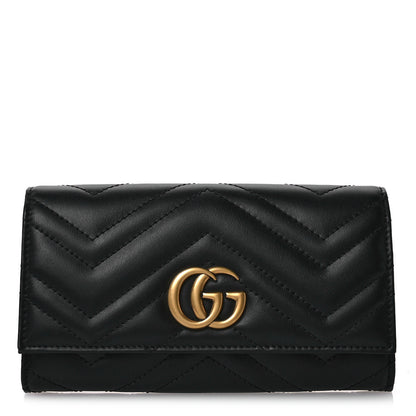 Gucci Calfskin Matelasse GG Marmont Continental Wallet Black 1 of 7