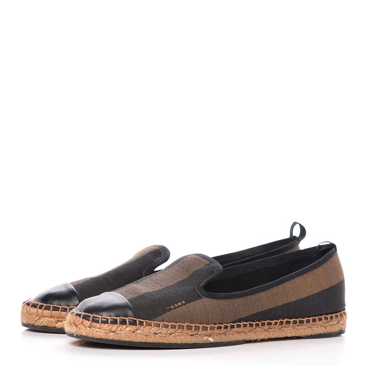 Fendi Canvas Pequin Espadrilles 41 Tobacco Black 3 of 11