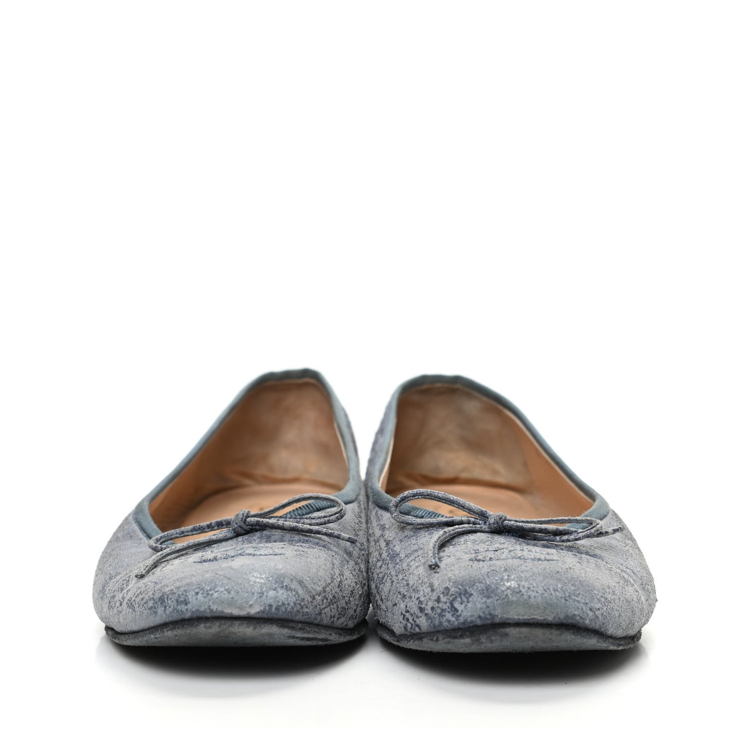 Iridescent Calfskin Cap Toe CC Ballerina Flats 39.5 Blue