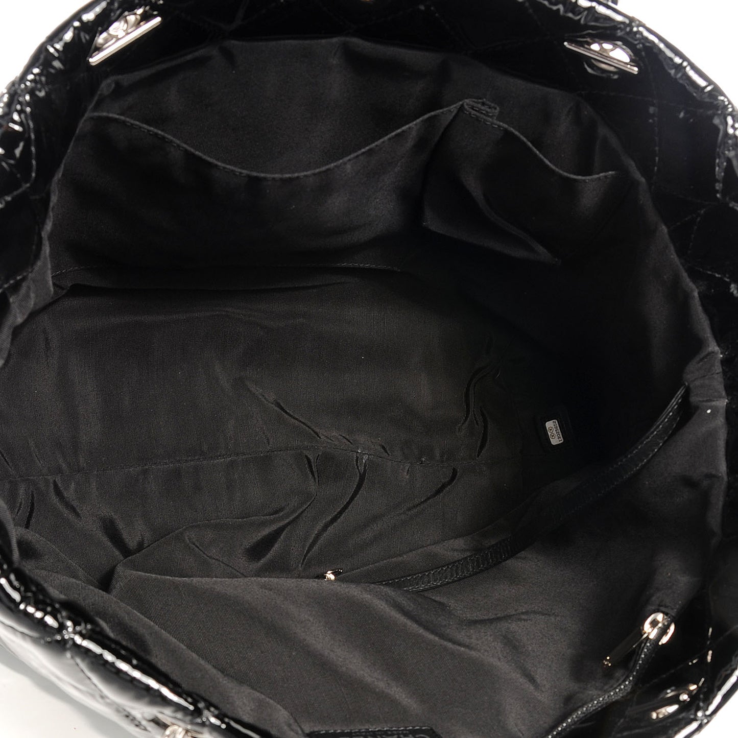 Patent Quilted Chic and Glitter Large Tote Black
