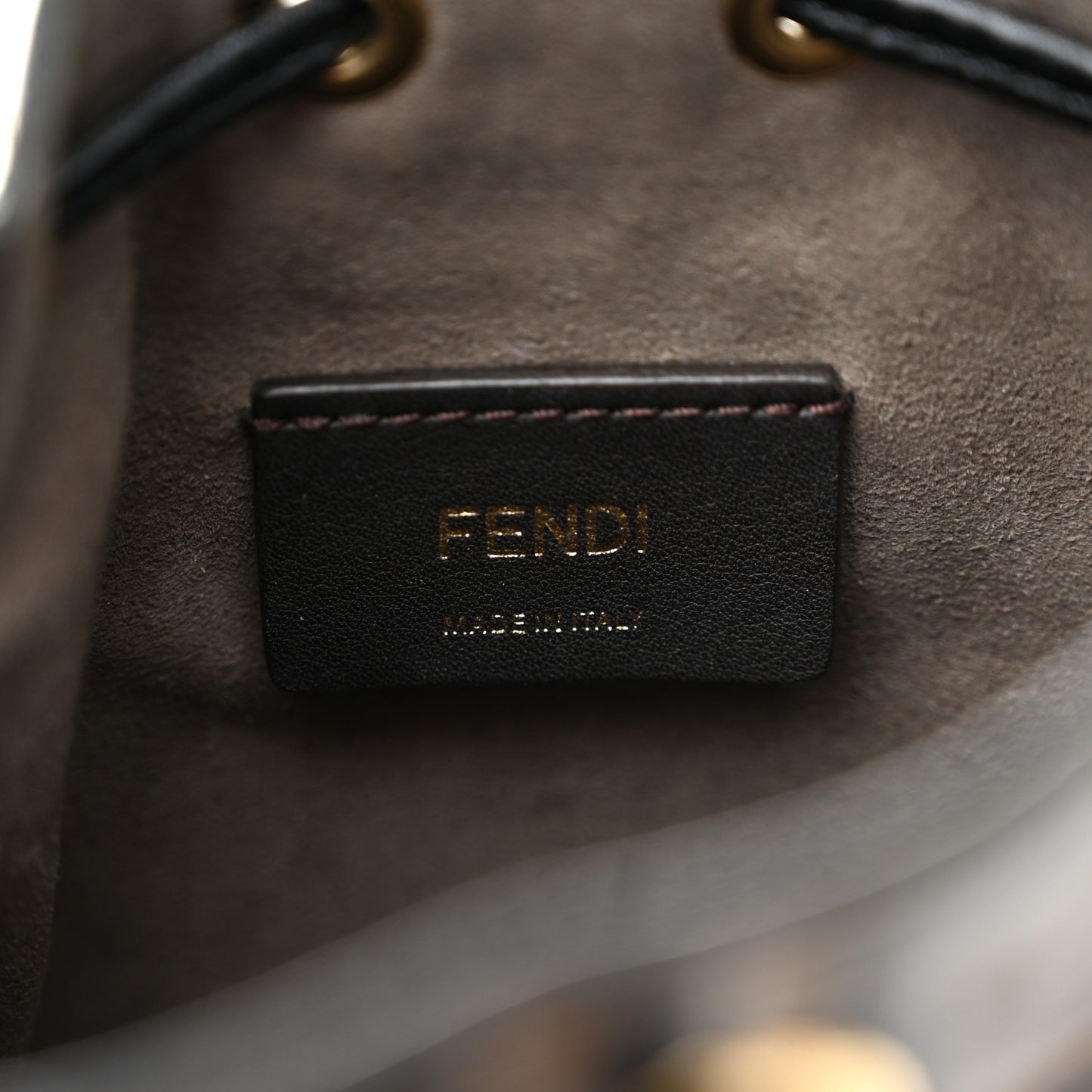 Vitello Liberty F is Fendi Bi-Color FF 1974 Embossed Mini Mon Tresor Bucket Bag Maya Black